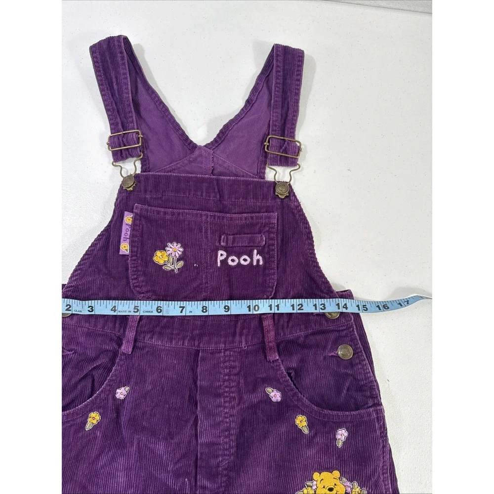 Vtg Winnie the Pooh‎ Youth 12T Bib Overall Purple Corduroy Disneycore Streetwear
